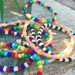 Rainbow glass seed bead bracelet